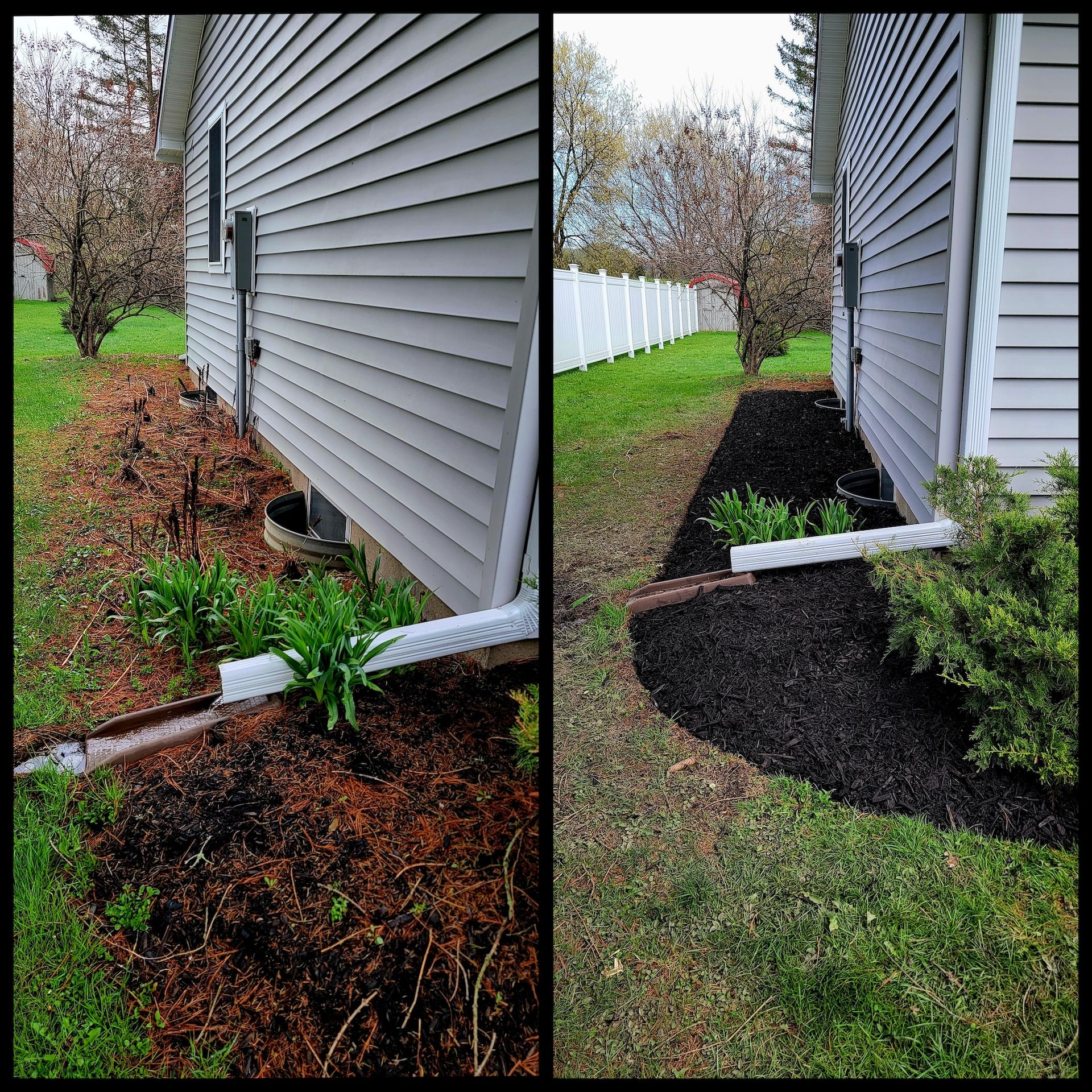 Two pictures of a house before and after being remodeled.