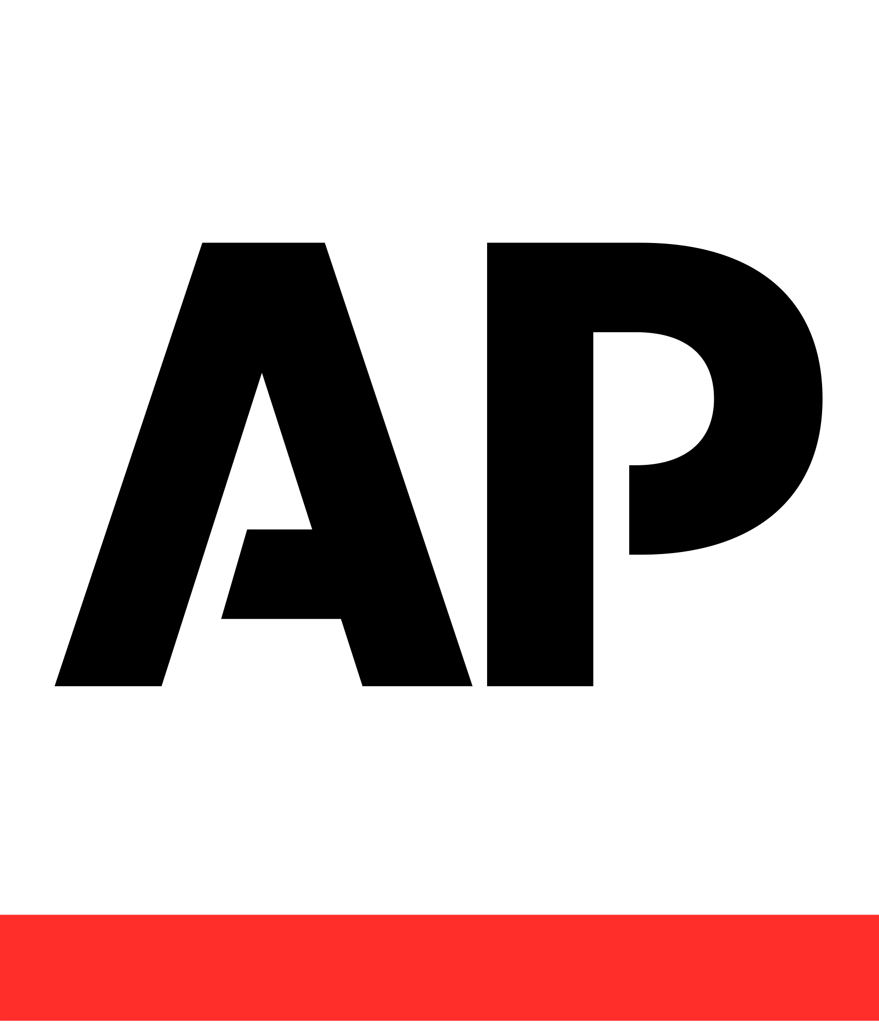 AP logo in bold black letters with a red bar underneath on a white background
