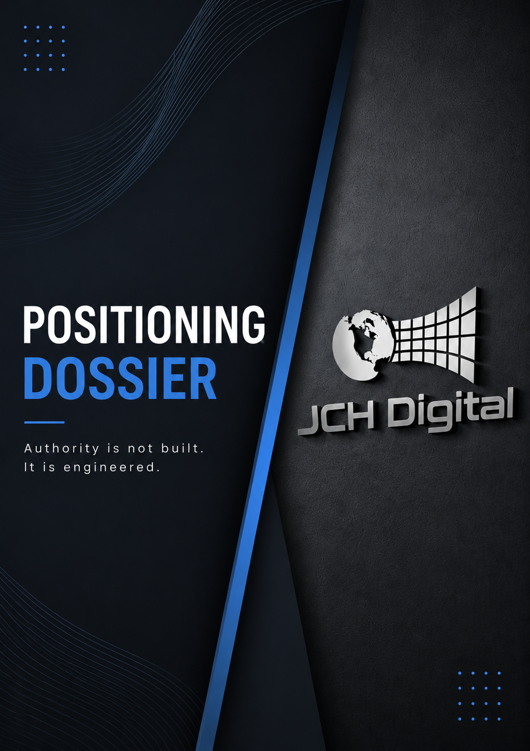 Dark cover reading “POSITIONING DOSSIER” with JCH digital logo on a black background.