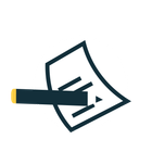 Un crayon bleu foncé efface une icône de document blanc avec une gomme à mine jaune