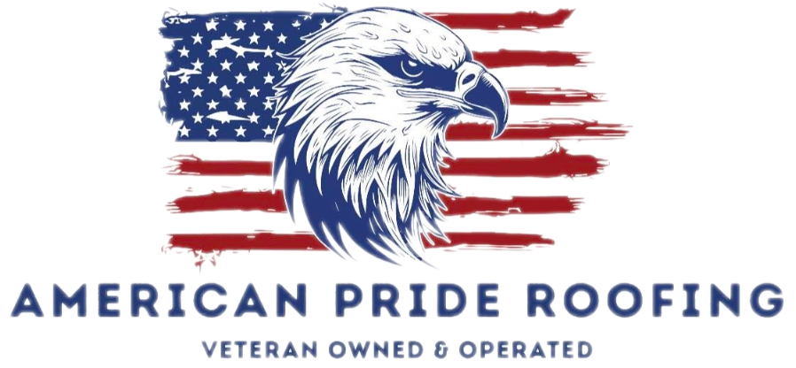 American Pride Roofing logo with bald eagle over U.S. flag and “Veteran Owned Company” text