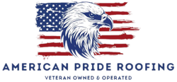 American Pride Roofing logo with bald eagle over U.S. flag and “Veteran Owned Company” text