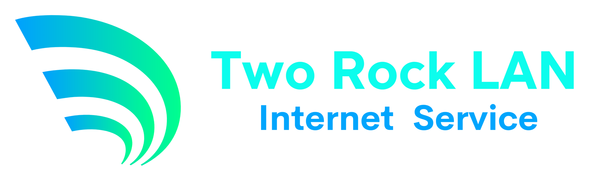Logo for Two Rock LAN Internet Service: a swoosh design with text in blue and green.