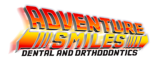 Adventure Smiles Dental and Orthodontics logo in orange and yellow, with a shadow effect.  Adventure Smiles Dental and Orthodontics -Pasadena