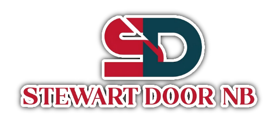 STEWART DOOR NB logo with red and teal interlocking letters above the company name