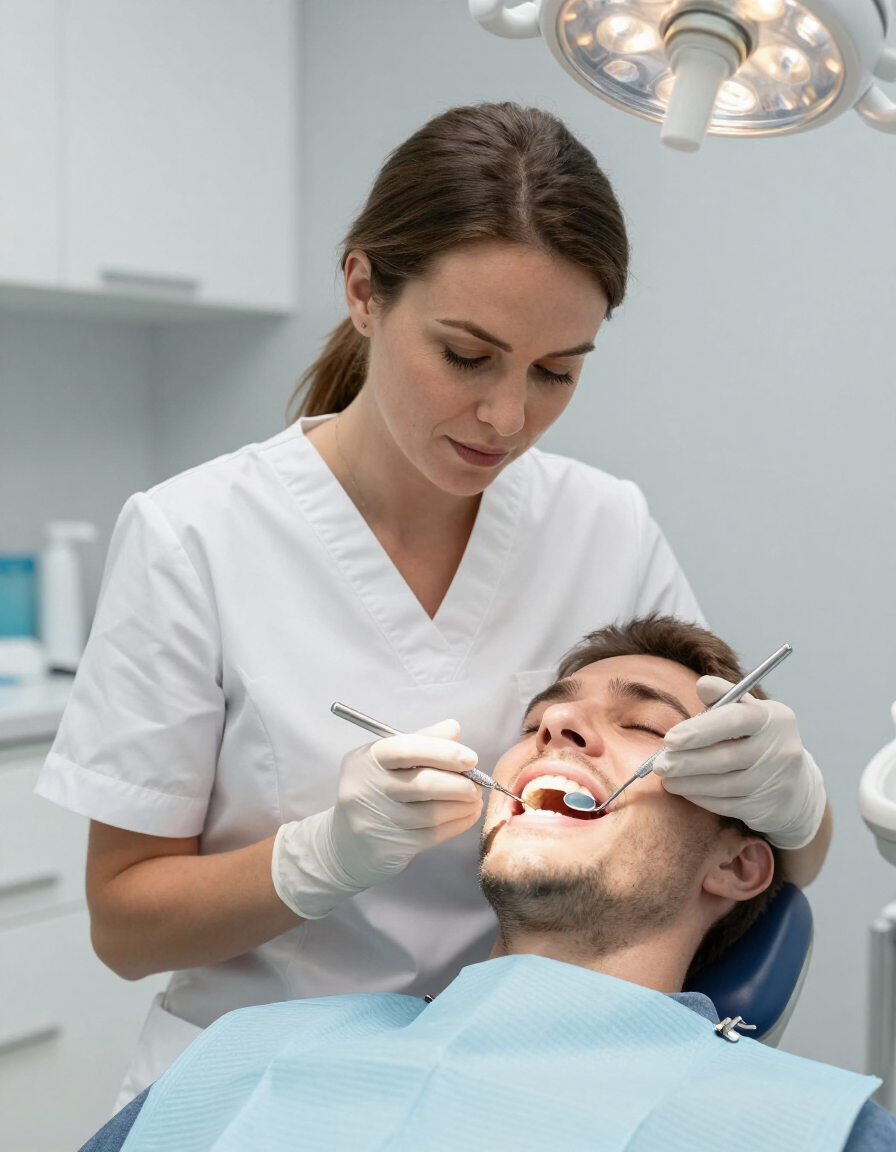 Dental review appointment to check veneer condition
