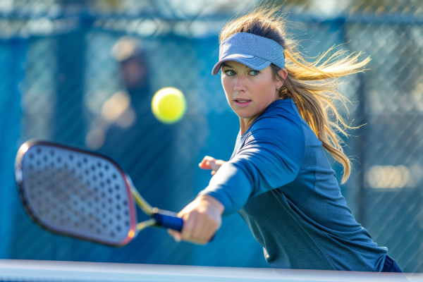 A Beginners guide to pickleball. A young woman learning pickleball.