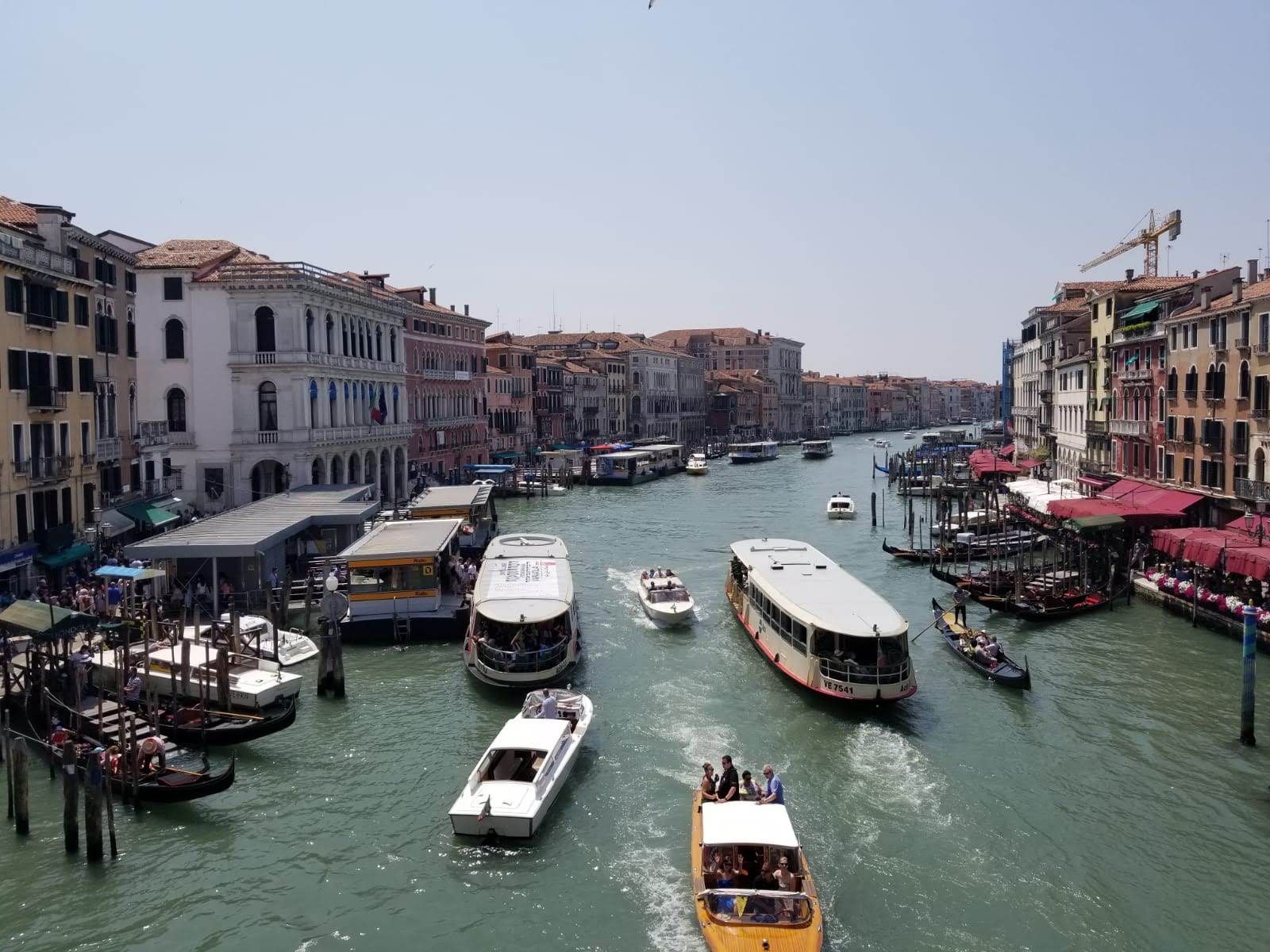 Venice the Grand Canal with boats 