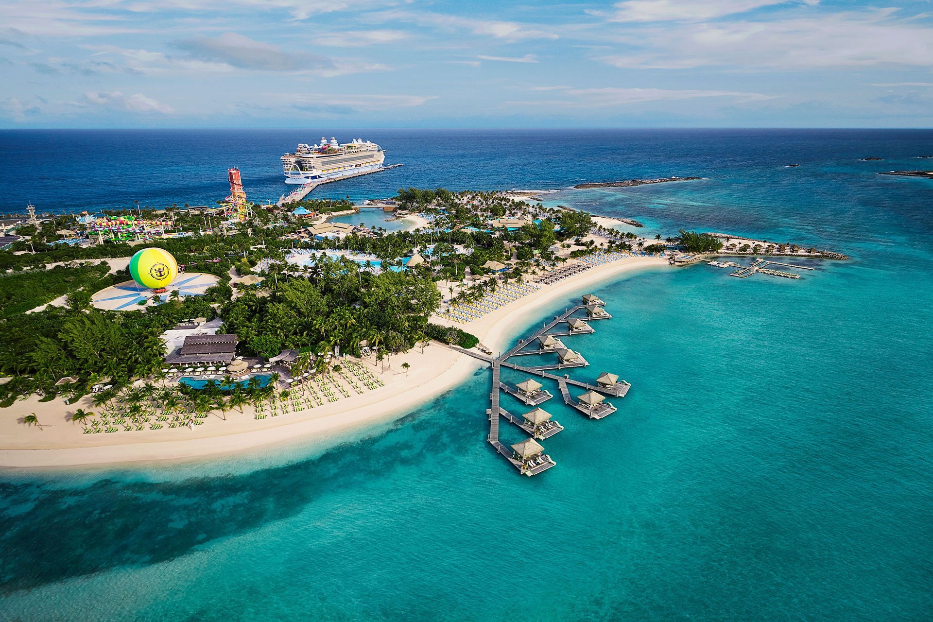 Perfect Day at Coco Cay in the Bahamas with Turquoise ocean and palm trees
