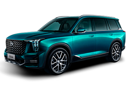 Teal SUV on a white background, shown in three-quarter front view