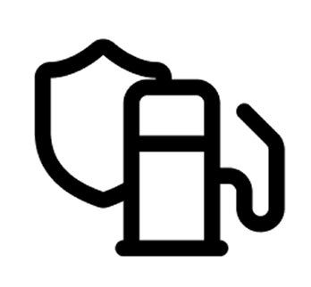 Gas pump with shield icon, indicating fuel security or safe fueling