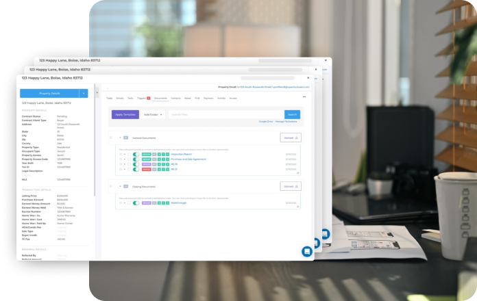 Office desktop with multiple software windows open; interface with data visualization.