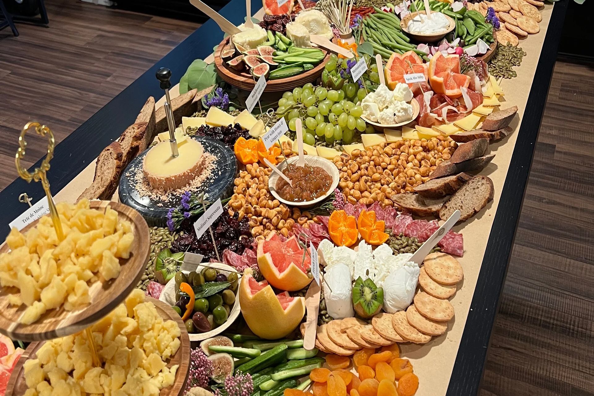 cheese, charcuterie, artisan breads and nuts.