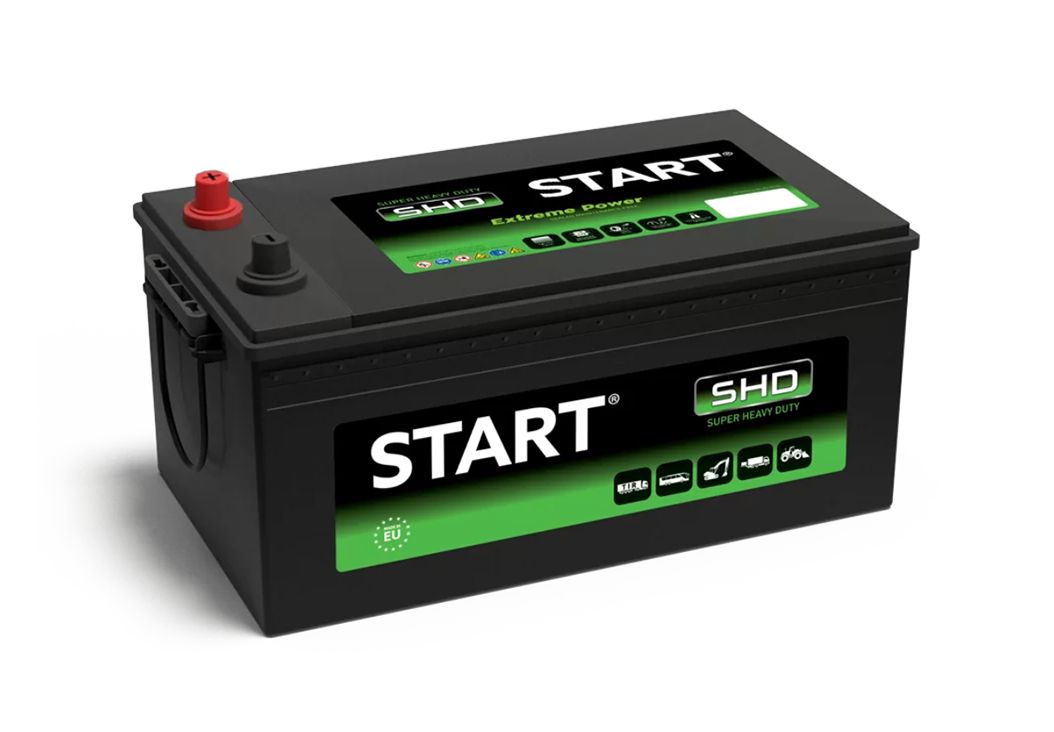 A black Monbat Start SHD battery labelled