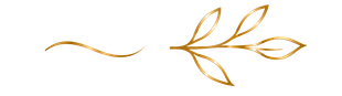 Gold decorative branch with leaves and a wavy line on a white background