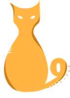 Orange cat silhouette with stylized tail forming the number 9, with the word