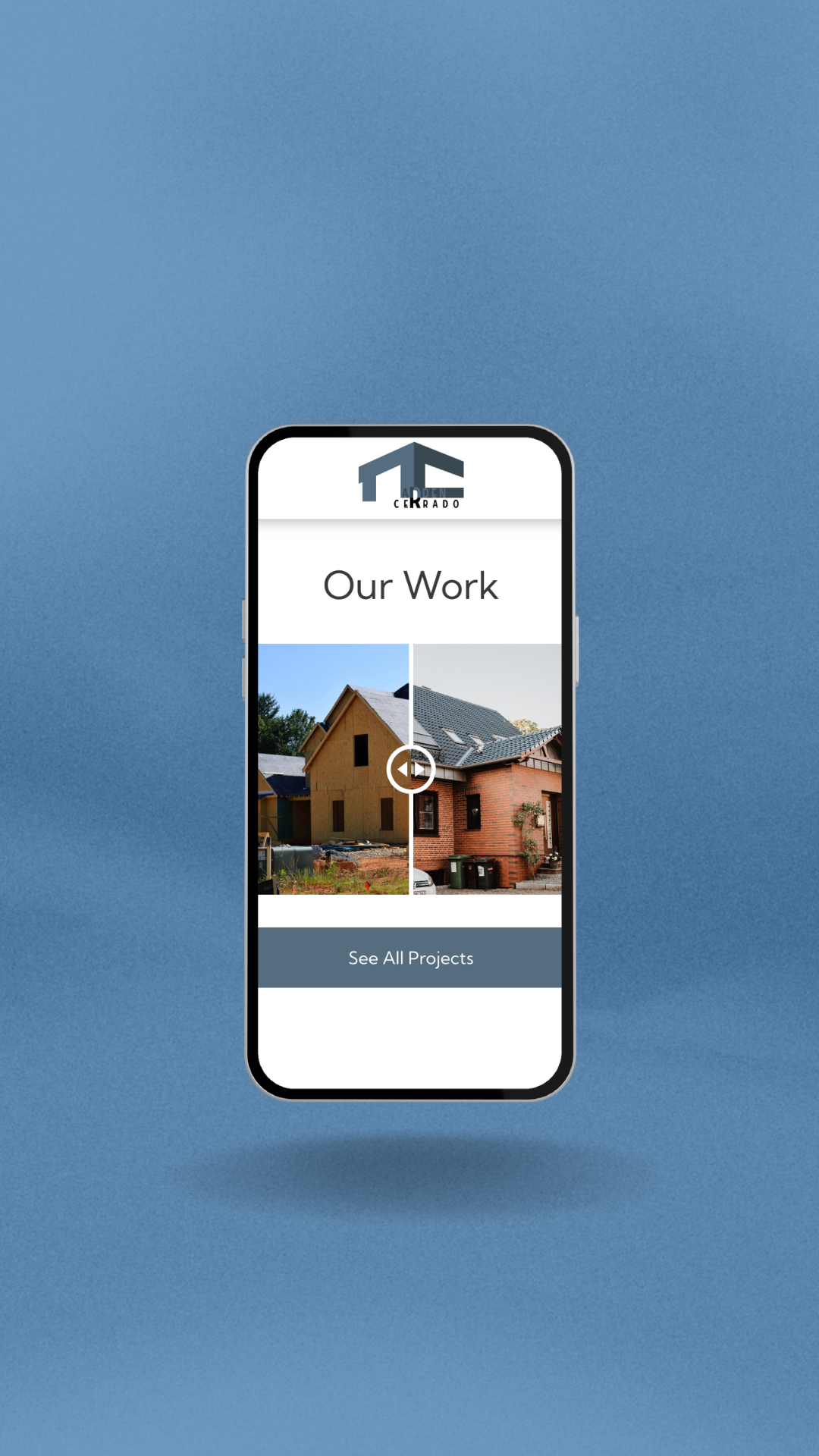 Smartphone displaying a website showcasing