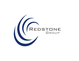 Blue abstract design with "Redstone Group" text.