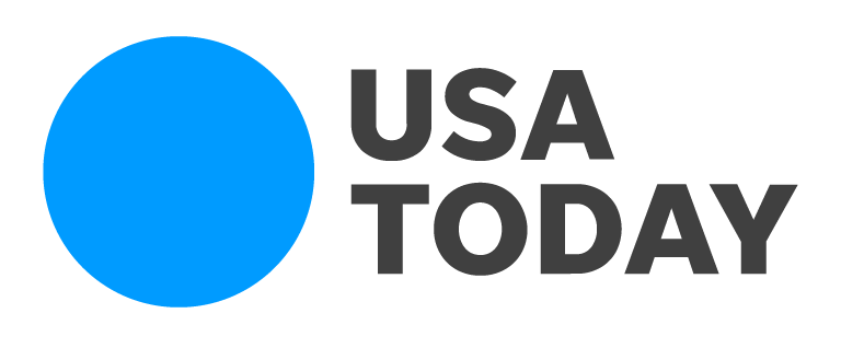 USA Today logo: Blue circle next to gray text reading