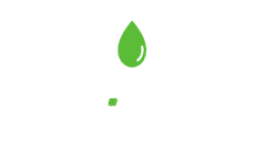 A green droplet icon centered above a small, green square.