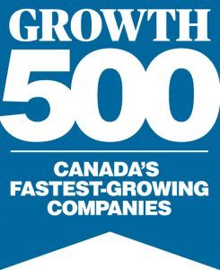 Growth 500 logo: White text on blue.