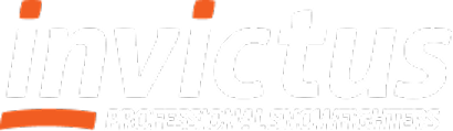 The Invictus Professional Development Centers logo featuring white text on an orange background.