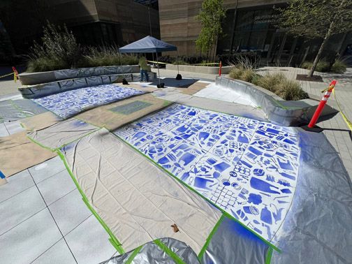 Save the Salmon Public Art  in progress, in Sacramento CA by Ilena Finocchi