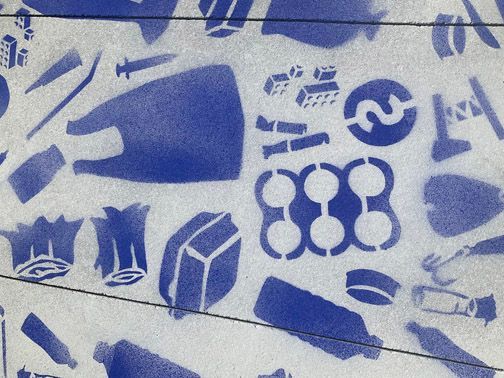 Detail Image: Save the Salmon Public Art  in progress, in Sacramento CA at the CA Natural Resources Plaza by Ilena Finocchi