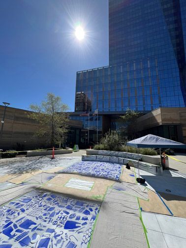 Save the Salmon Public Art  in progress, in Sacramento CA by Ilena Finocchi