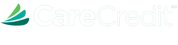 CareCredit logo with green leaf icon and light gray text on white background