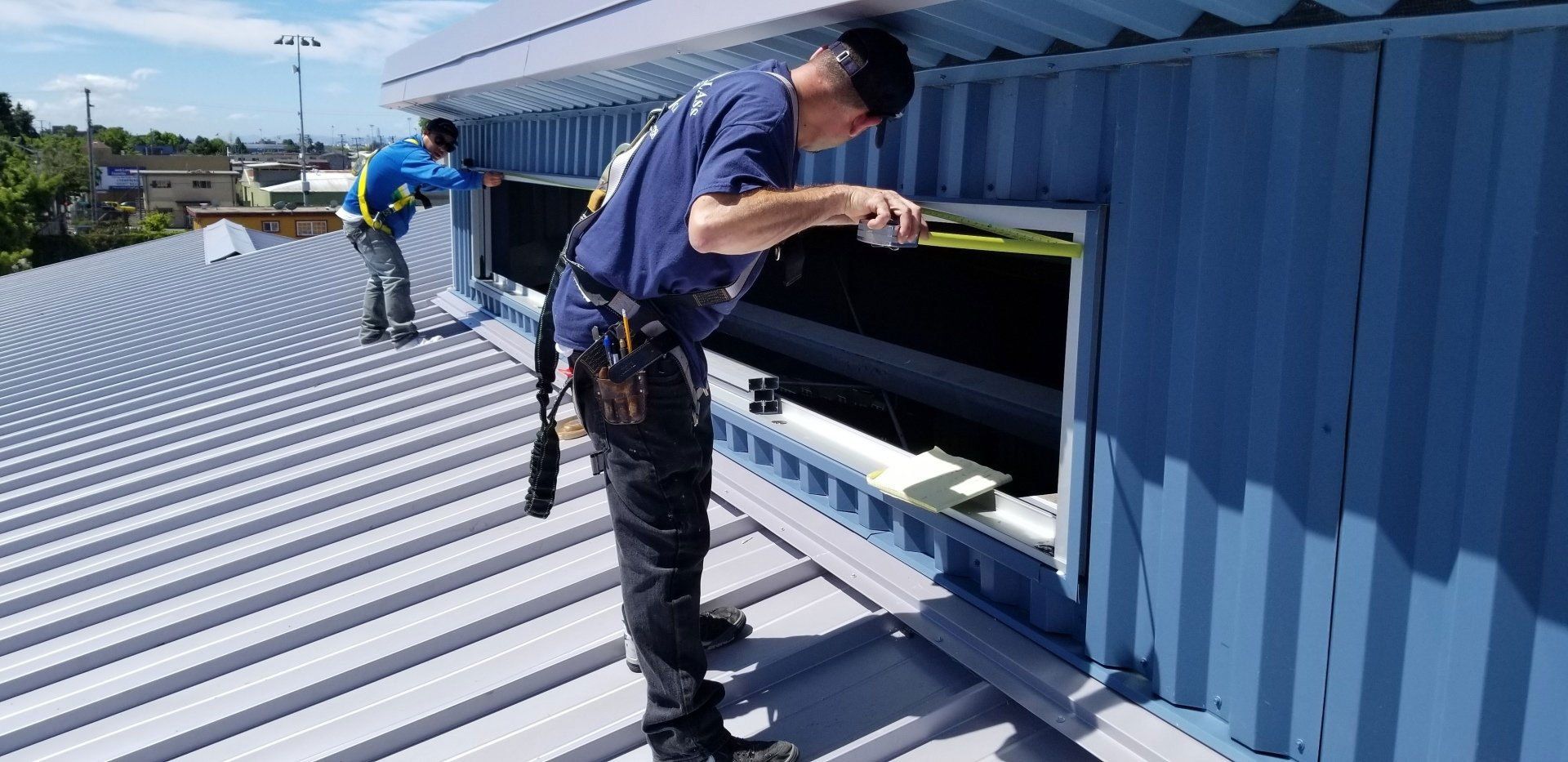 Men Measuring Width of The Window — El Sobrante, CA — Wadsworth Glass Inc.