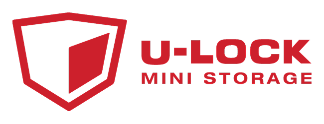 U-LOCK Mini Storage logo with red shield icon and red text on white background