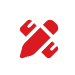 Red crossed wrench and hammer icon on white background