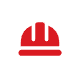 Red hard hat icon on a white background