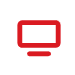 Red computer monitor icon with a small stand