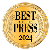 A gold medal that says best of the press 2024