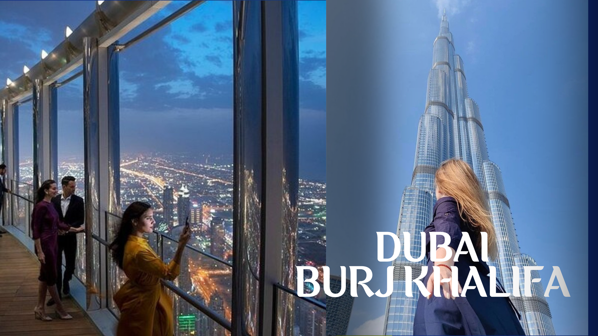 Burj Khalifa - The iconic skyscraper towering over Dubai, with its sleek, modern design and stunning cityscape view.
