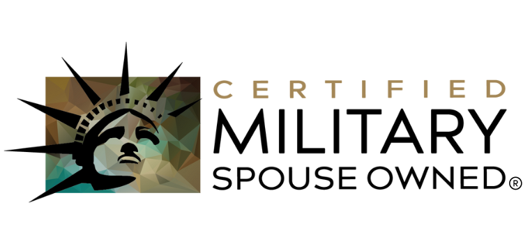 A logo for a certified military spouse owned company