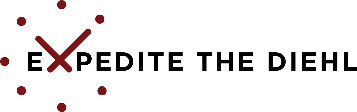 The logo for expedite the diehl is a red and black logo on a white background.