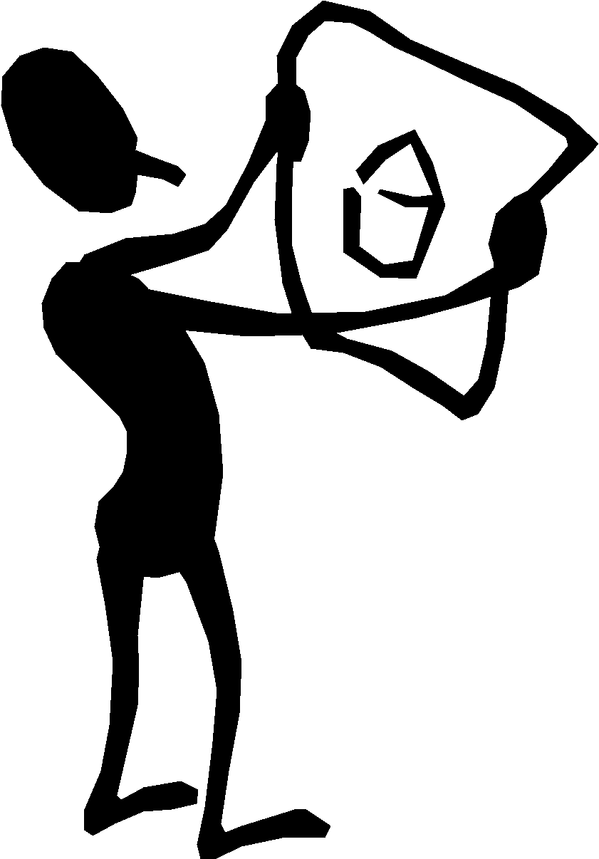 A black and white drawing of a stick figure holding a rope.