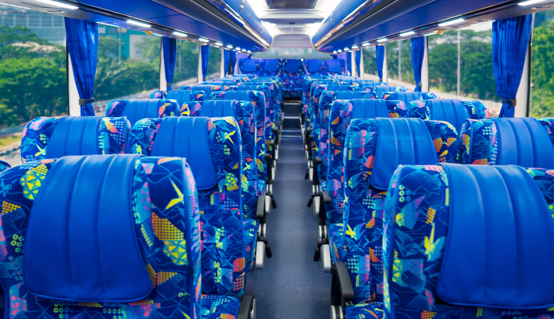 tour bus seat blue color