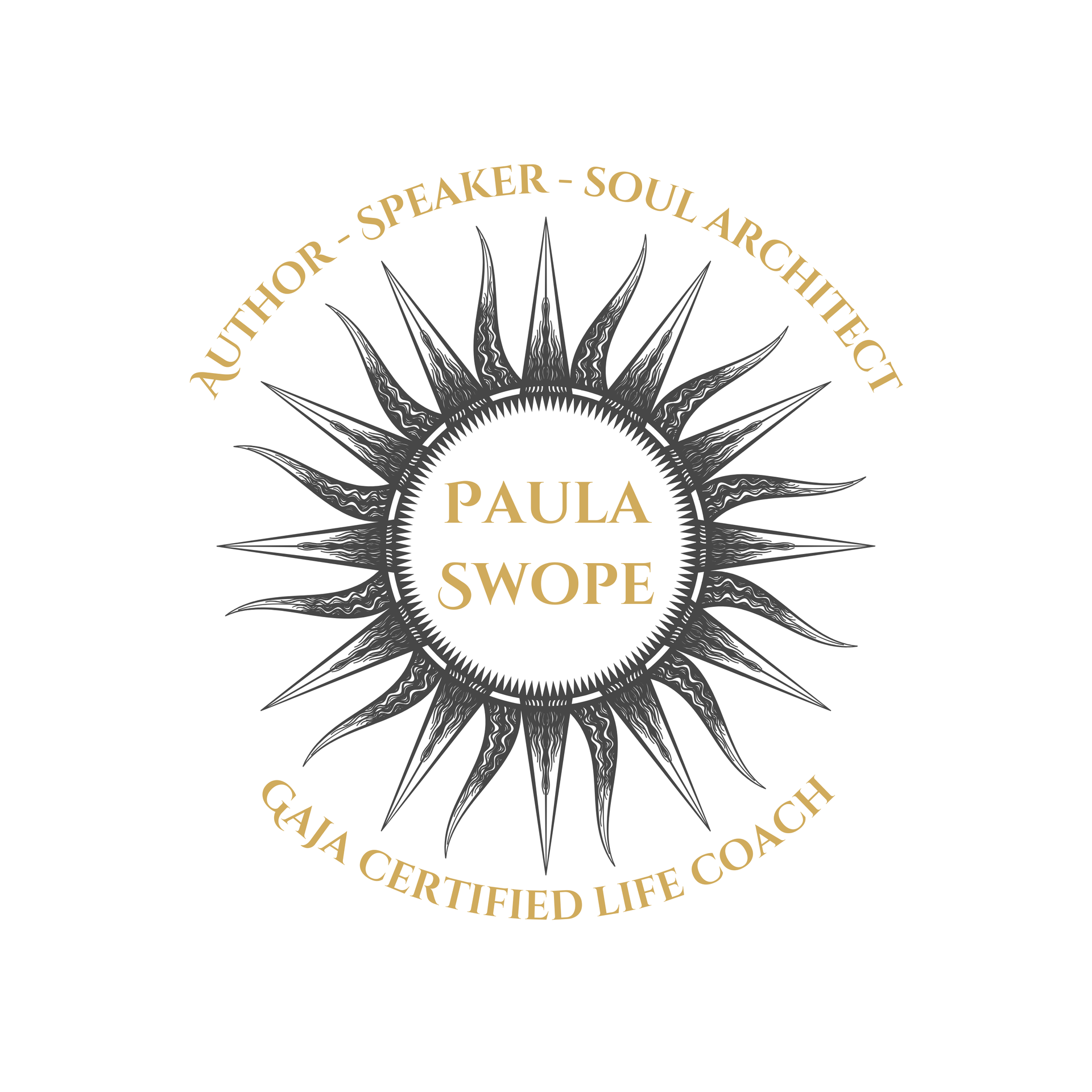 A logo for paula swope , a speaker and coach.