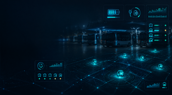 Futuristic blue digital interface with glowing data charts and a network grid