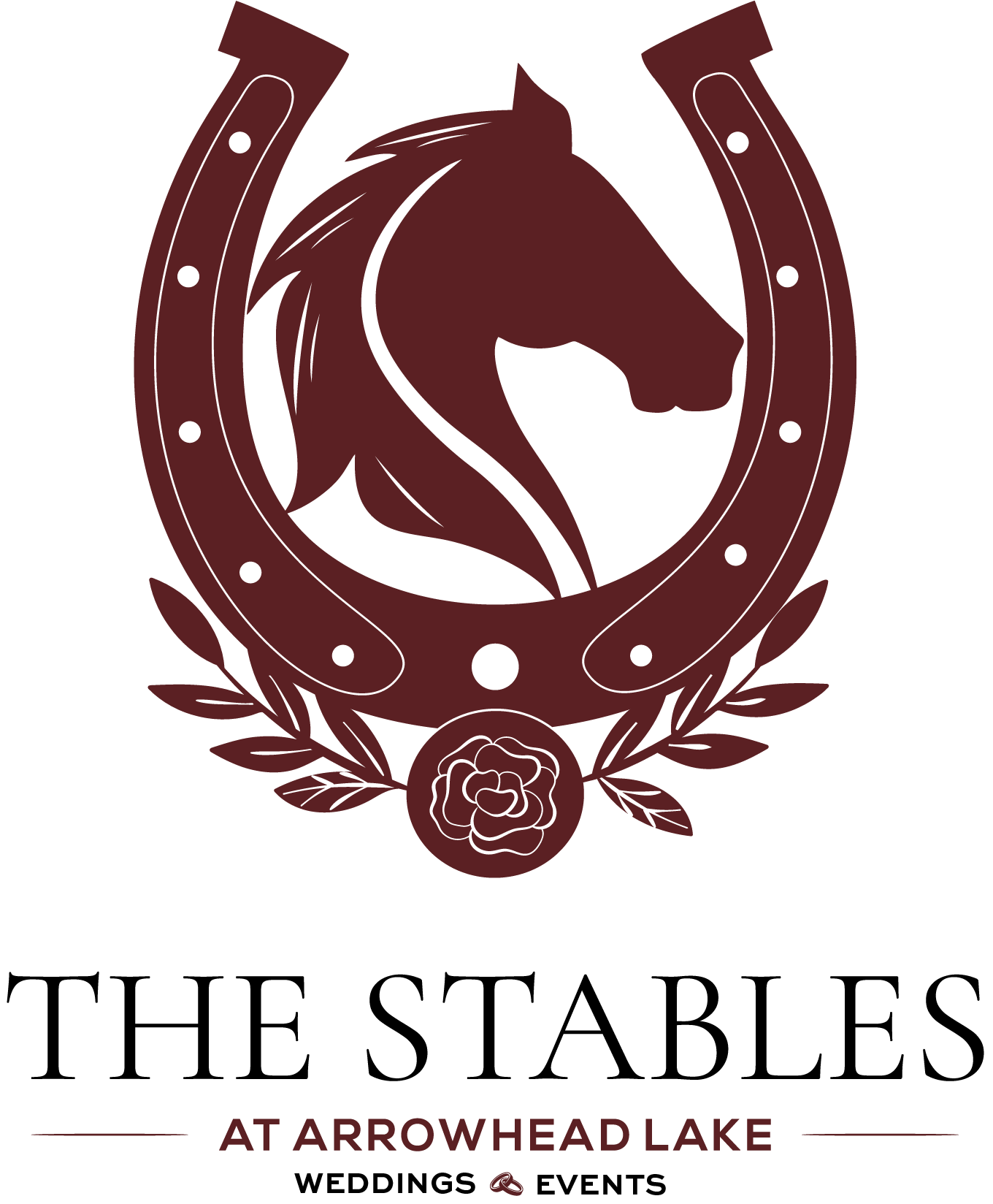 Logo: Horse head silhouette inside a horseshoe.