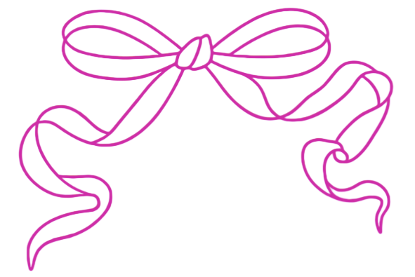 Pink ribbon bow with flowing ends.