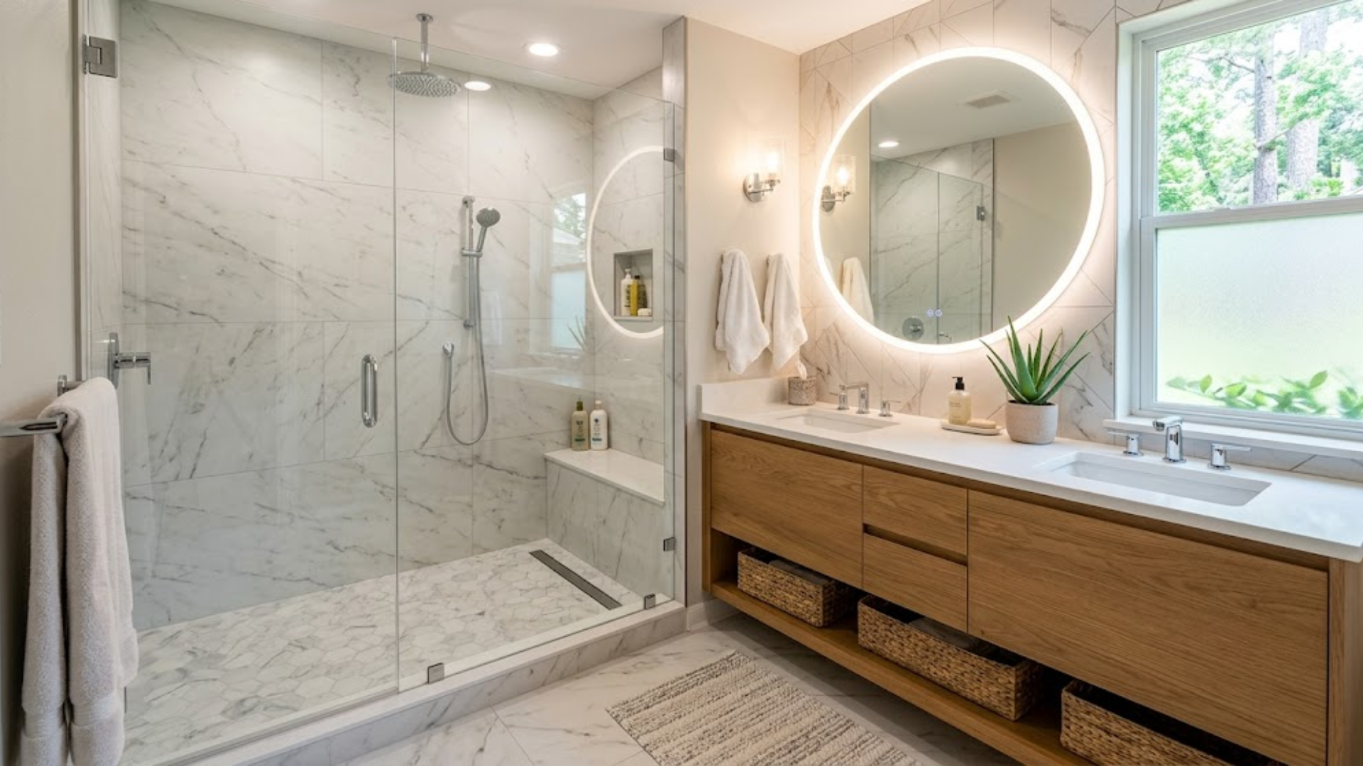 modern bathroom remodeling Conroe TX walk-in shower design
