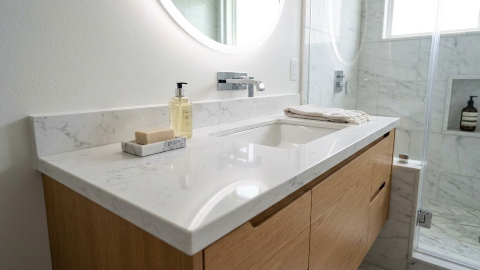 countertop installation bathroom remodeling Conroe TX quartz vanity