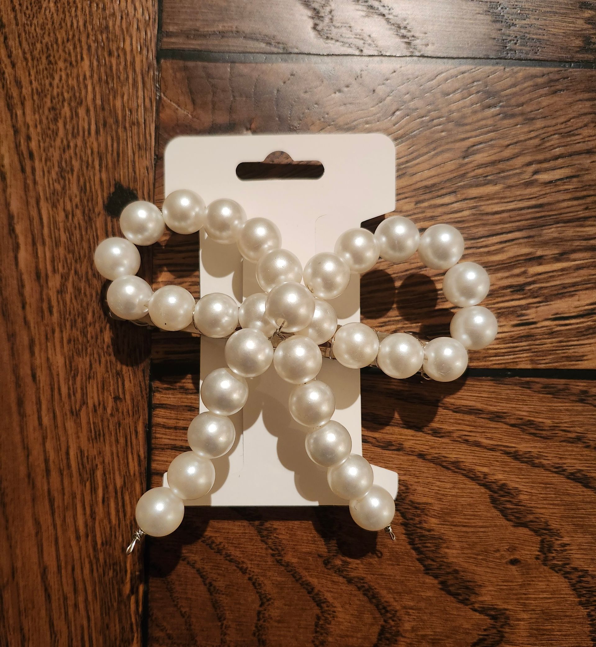 Pearl Bow Hair Clips (Large)