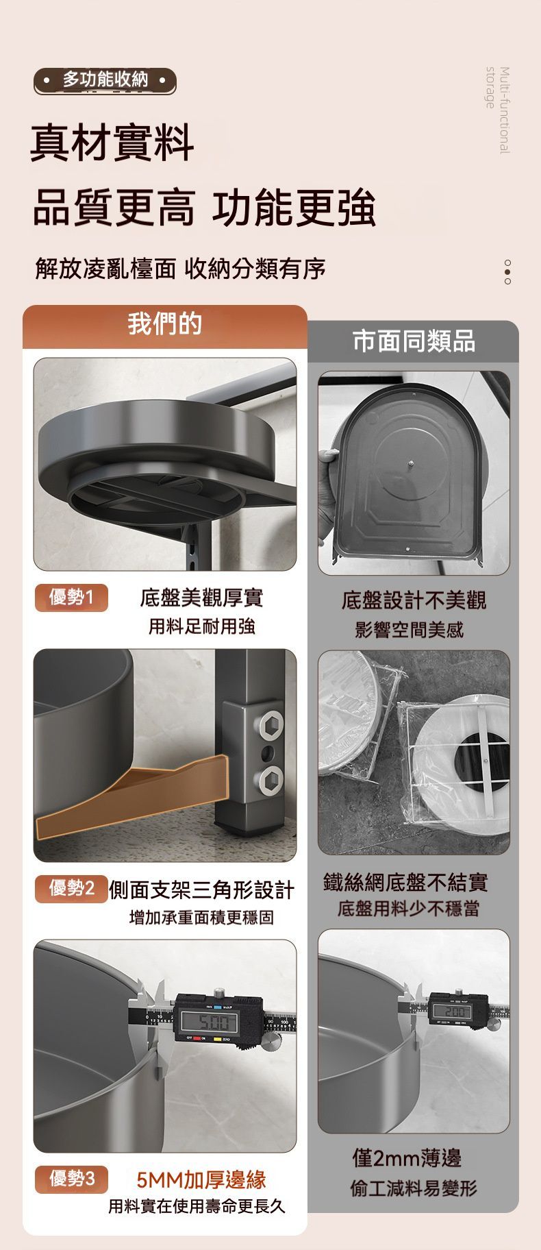 居家生活 厨房可旋轉多層置物架/收納架