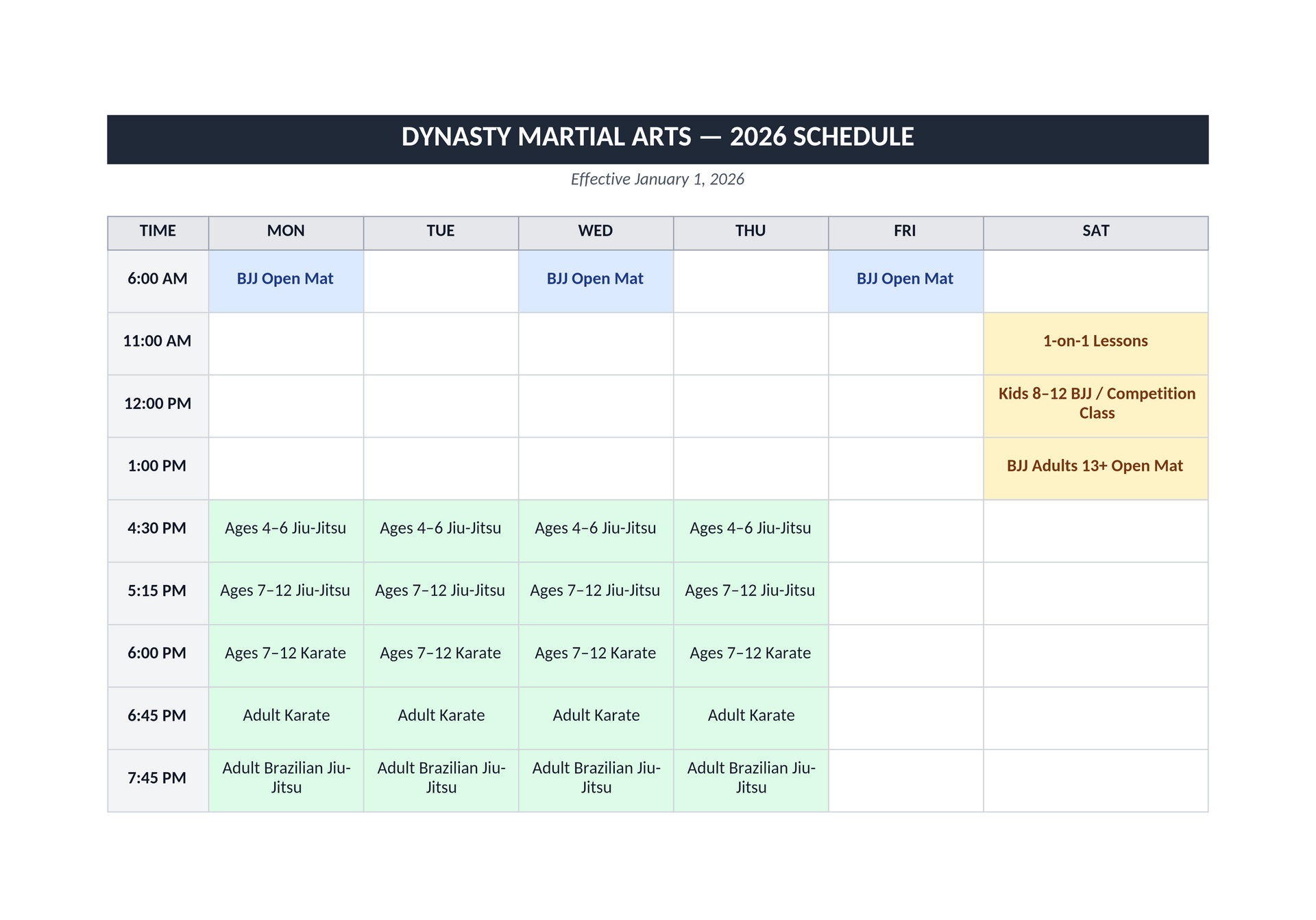 Class Schedule